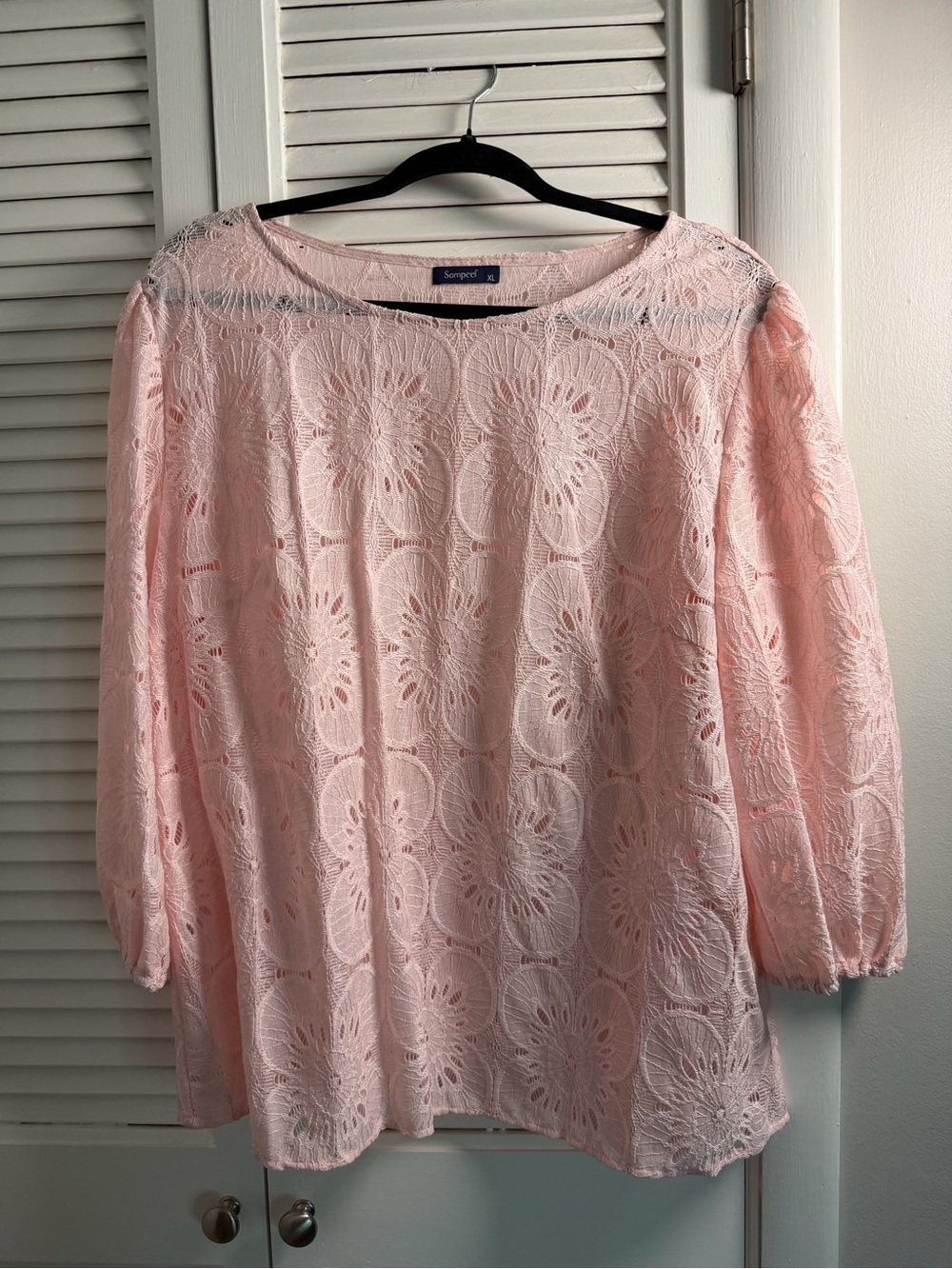 Sejourn Lace Floral Light Pink Tunic Blouse